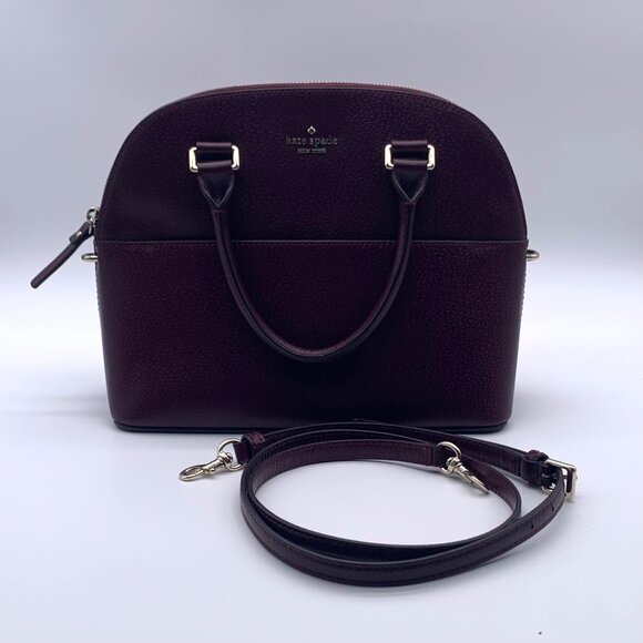 Kate Spade Deep Plum Pebbled Leather Carli Grove Street Satchel Crossbody Bag - Picture 11 of 11